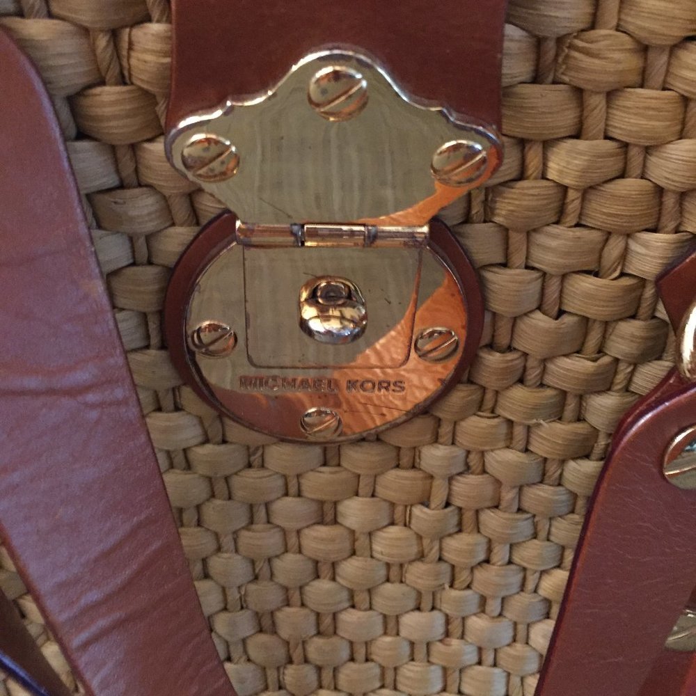 MICHAEL KORS Brown leather straw tote - Picture 13 of 13